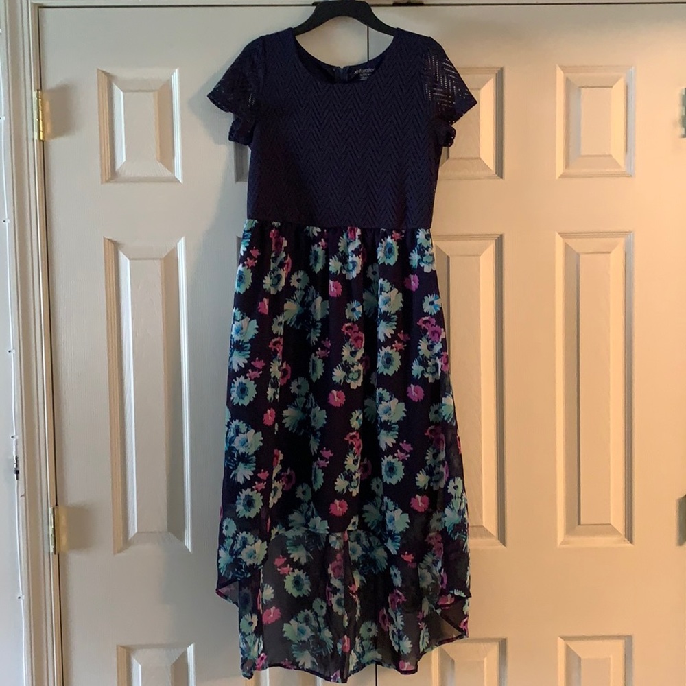 navy and floral kids high low